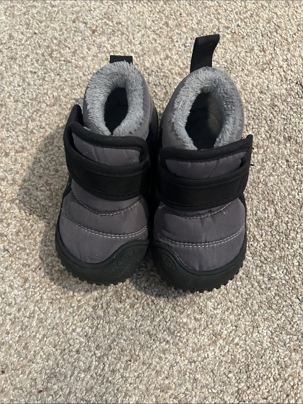 Kids Gray Winter Booties with Fleece Lining